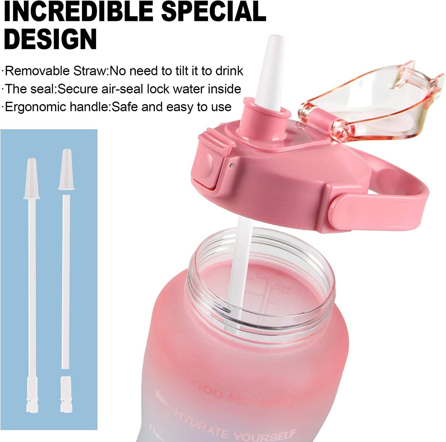 Portable Sports Gym Drinking Bottle with Straw